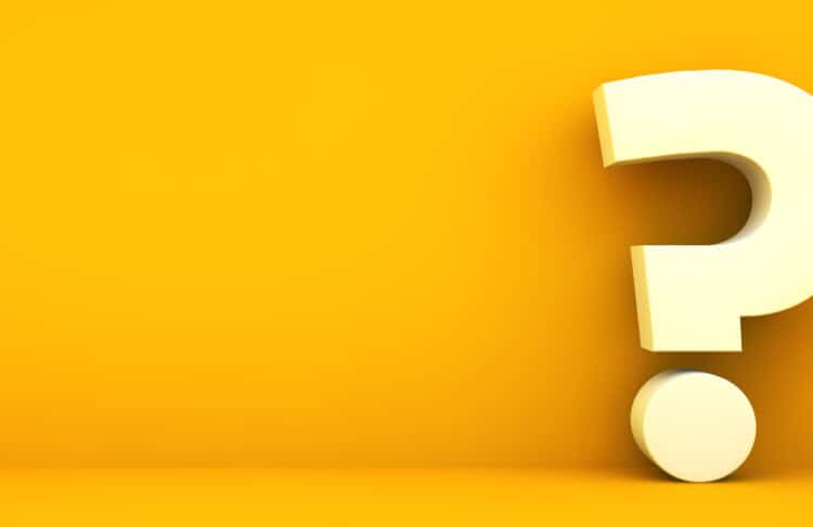 question mark on yellow backgroun 3d rendering